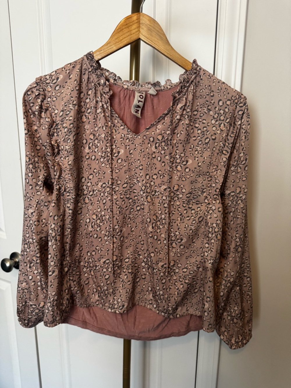 Anthropologie Dolan Mauve Leopard Print Long-Sleeve Blouse